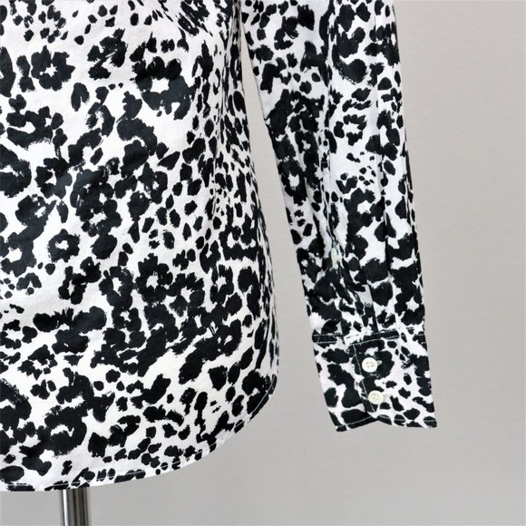 J. Crew Black White Snowcat Boy Shirt Button Up Long Sleeve Women’s Size 0 - Picture 14 of 16